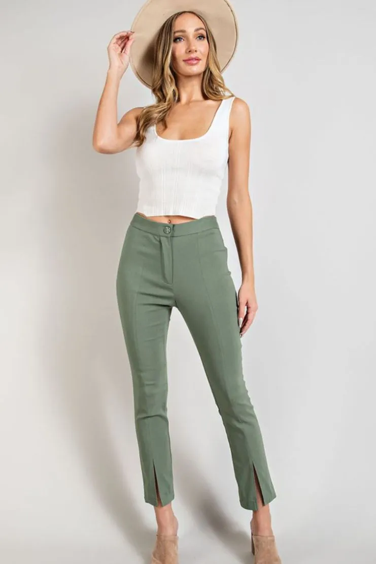 Terri Olive Slim Leg Pants