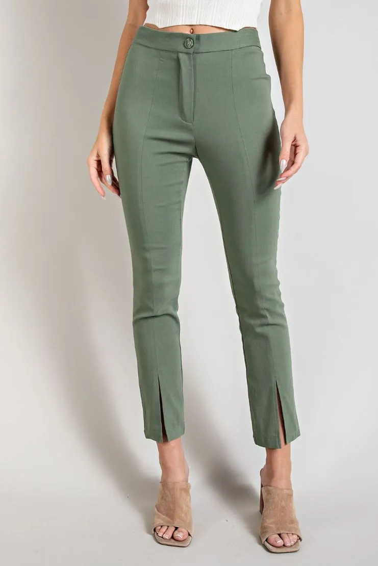 Terri Olive Slim Leg Pants