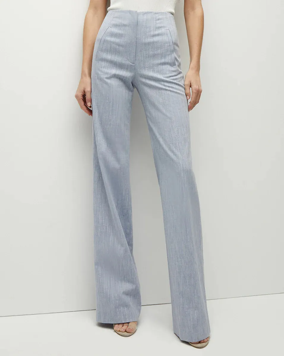 Veronica Beard - Jude Metallic Pinstripe Pant - Blue Oasis