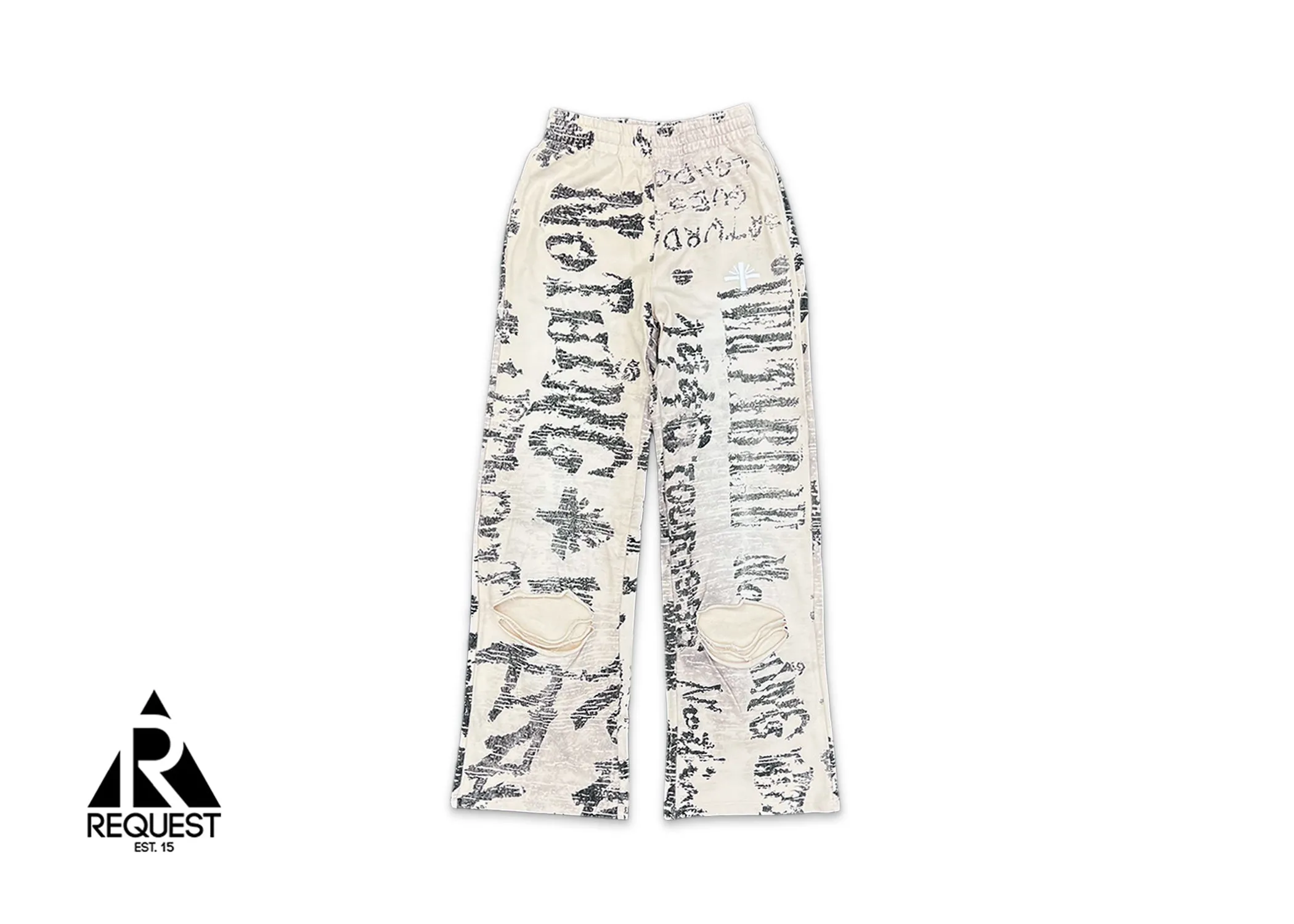 Vertabrae Wide Leg Sweatpants Ivory Graffiti