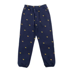 West NYC All Over Embroidery Pant Navy/Gold