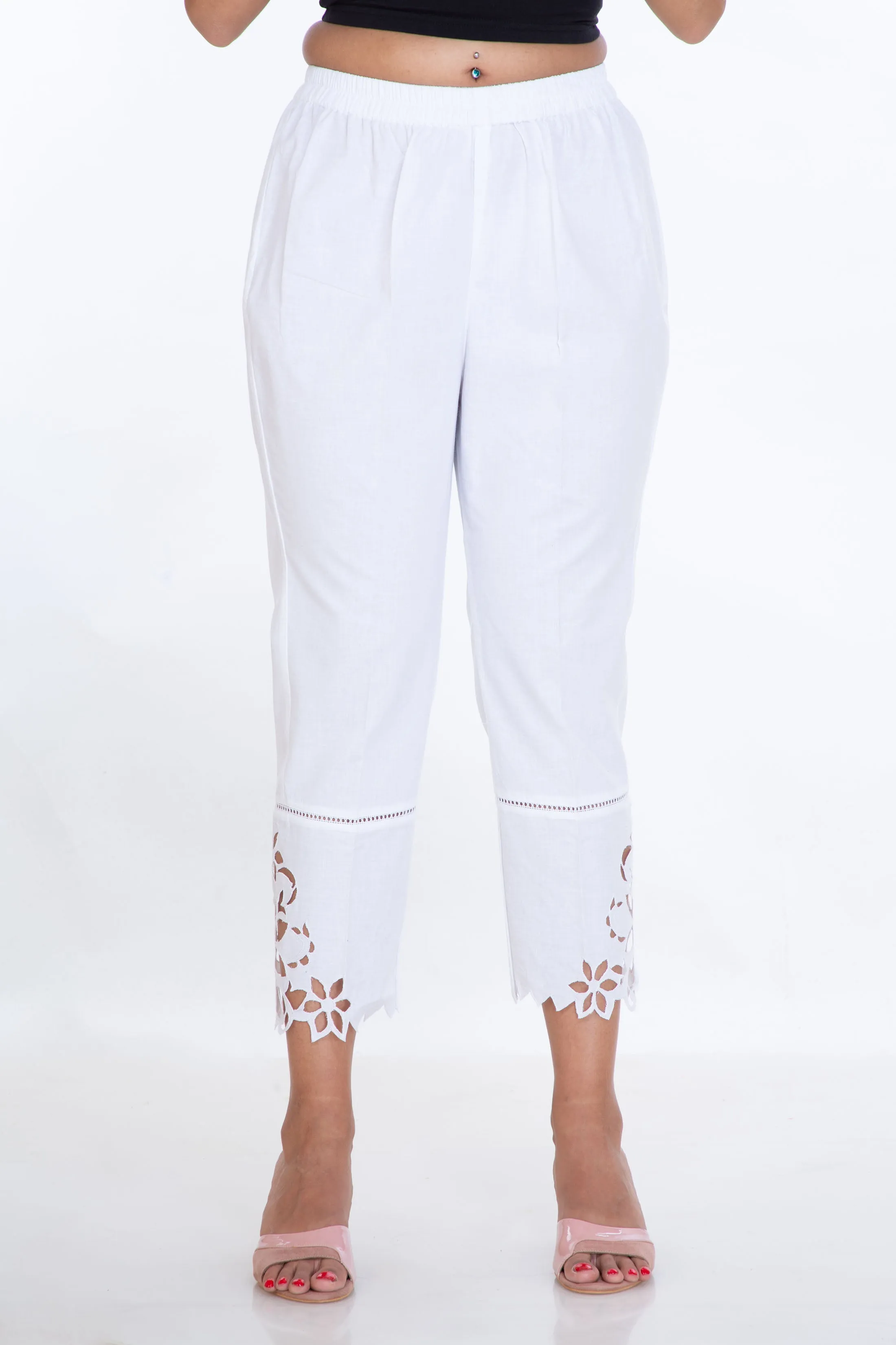 White Cut Work Pants