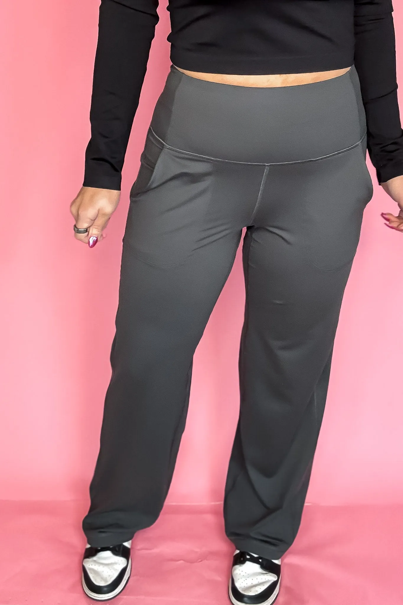 Wide Leg Charcoal Aligned Activewear Yoga Pants