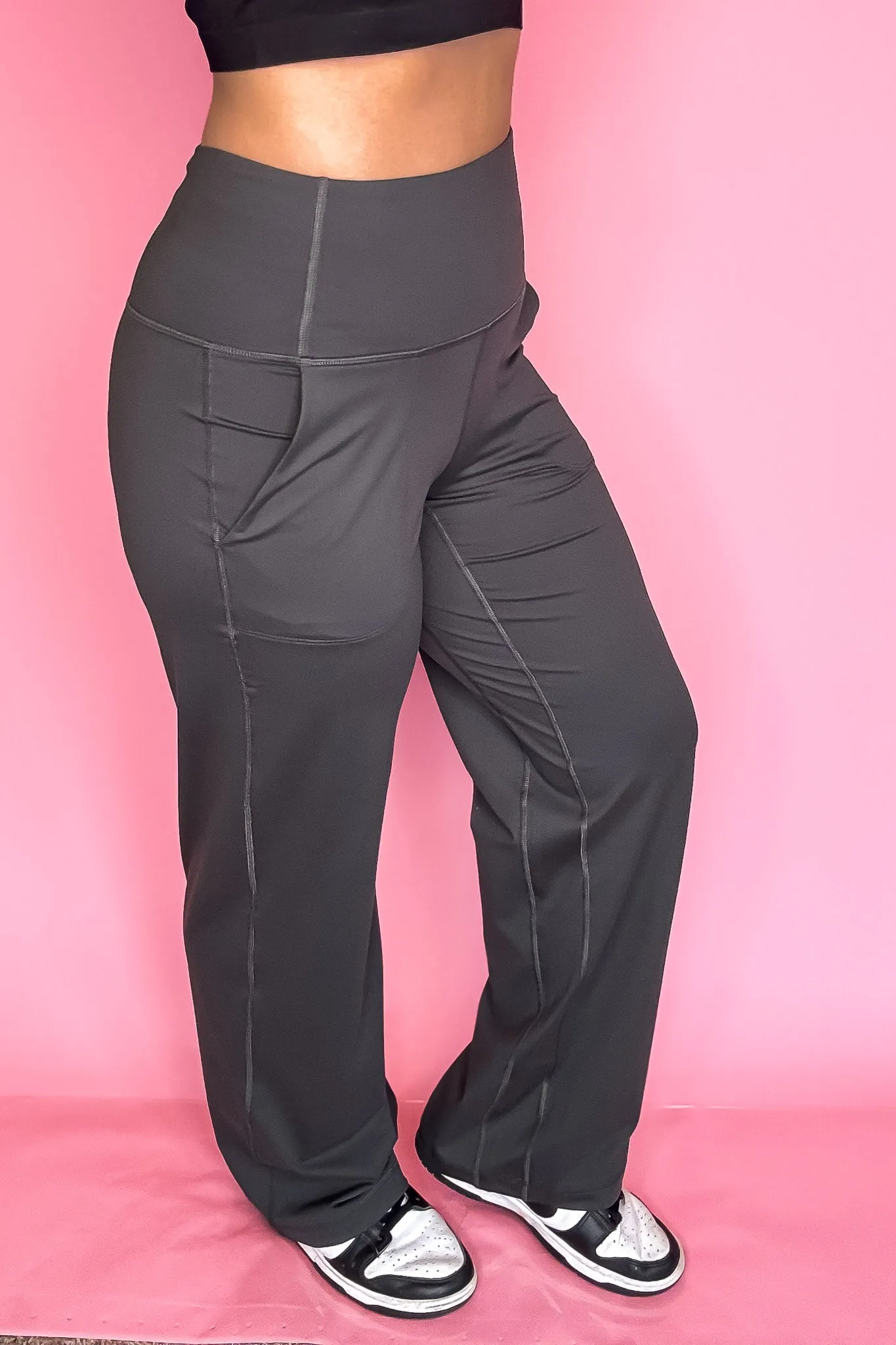 Wide Leg Charcoal Aligned Activewear Yoga Pants