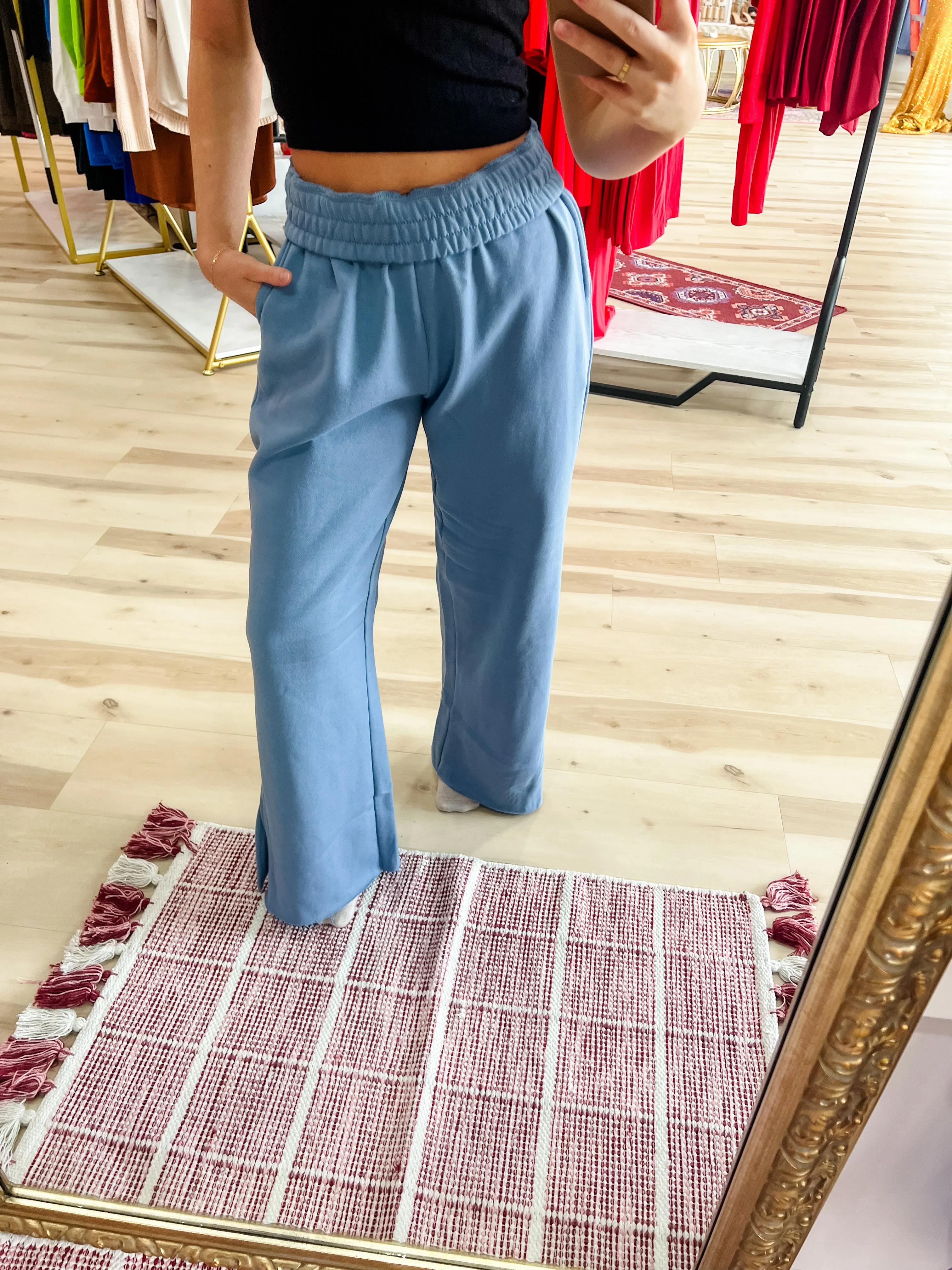 Wide Leg Split Hem Sweats