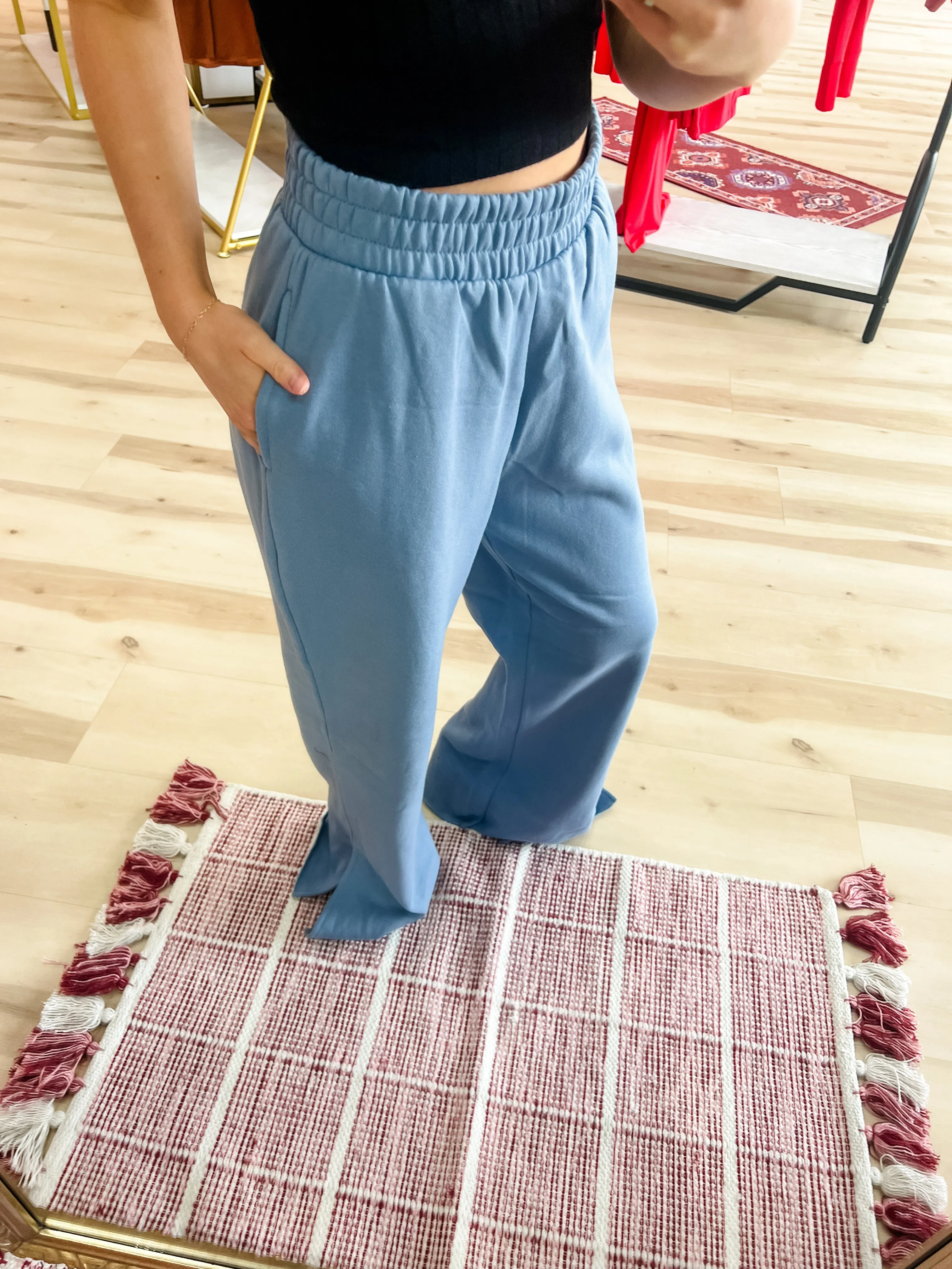 Wide Leg Split Hem Sweats