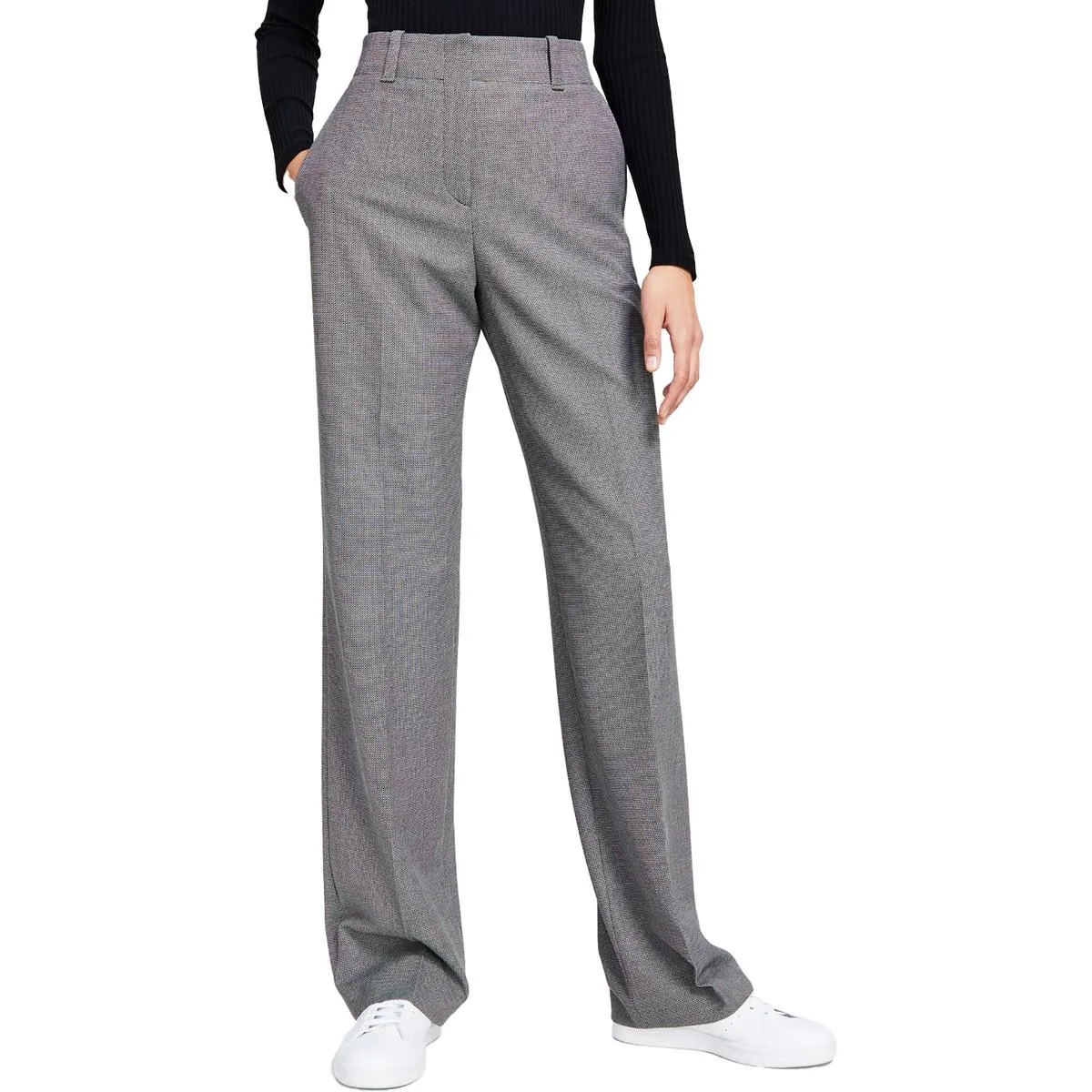 Womens High-Rise Recycled Polyester Straight Leg Pants