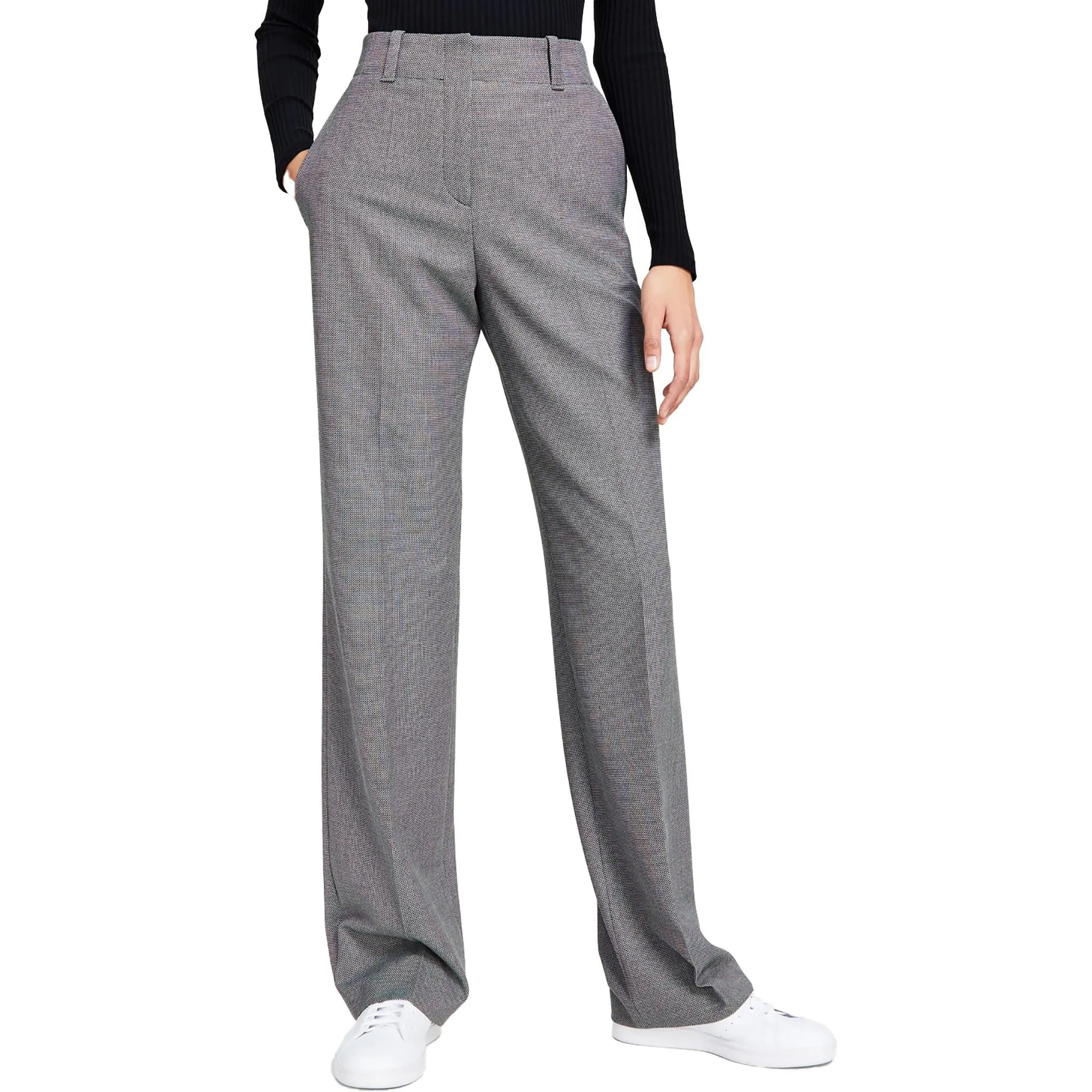 Womens High-Rise Recycled Polyester Straight Leg Pants