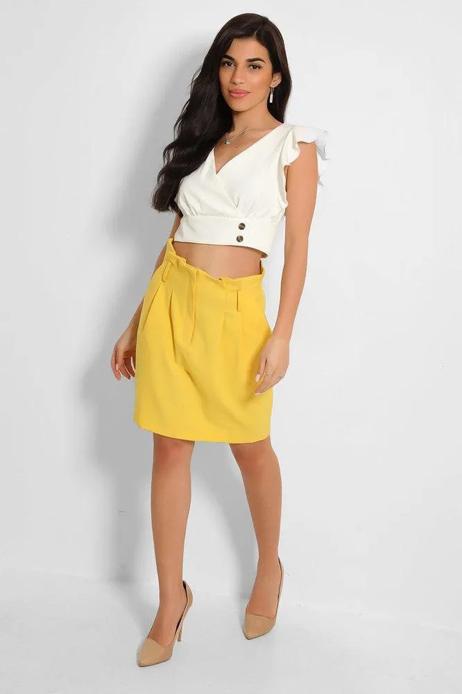 Yellow High Paperbag Waist Skirt